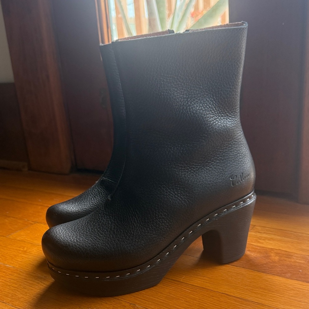 Platform Black Leather Ankle Boots by Calou Stockholm